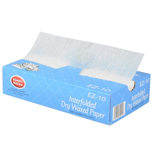 Handy Wacks 10 Inch X 10.75 Inch Economy Grade Interfolded Deli Dry Wax Paper, 500 Count
